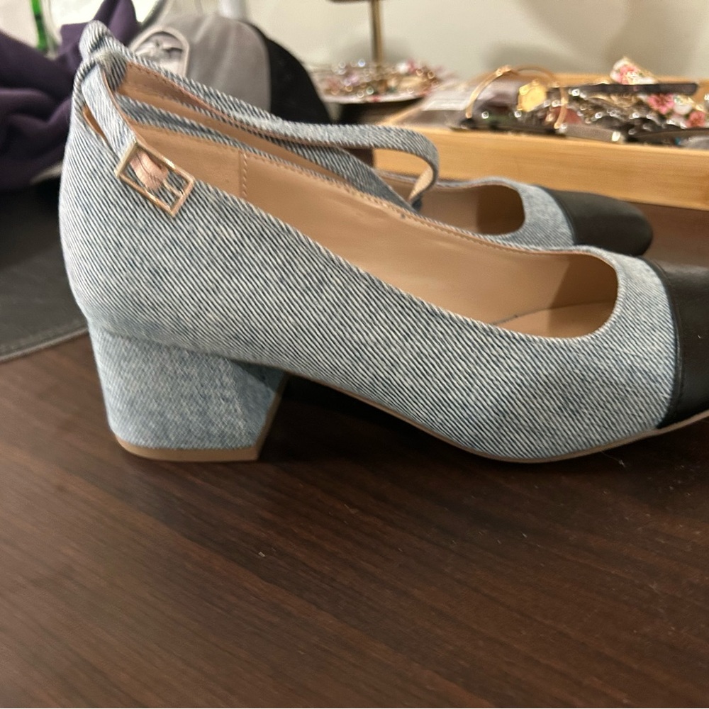 Stylish Denim and Black Women's Heels
